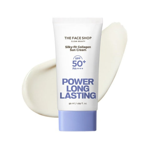 THE FACE SHOP Power Long Lasting Silky-fit Collagen Sun Cream SPF50+ PA++++ 50ml from Korea