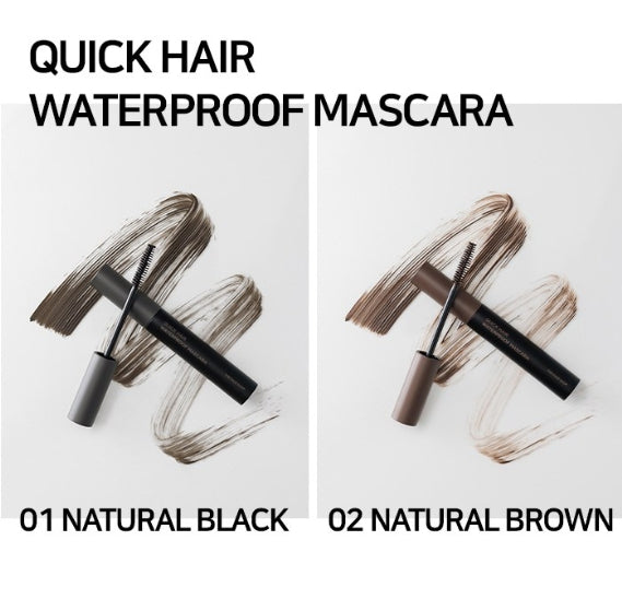 THE FACE SHOP Quick Hair Waterproof Mascara 8g 01 Natural Black from Korea