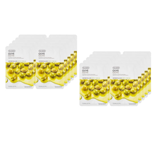 20 x THE FACE SHOP Real Nature Olive Face Mask 20g – Intensive Moisturising Sheet from Korea