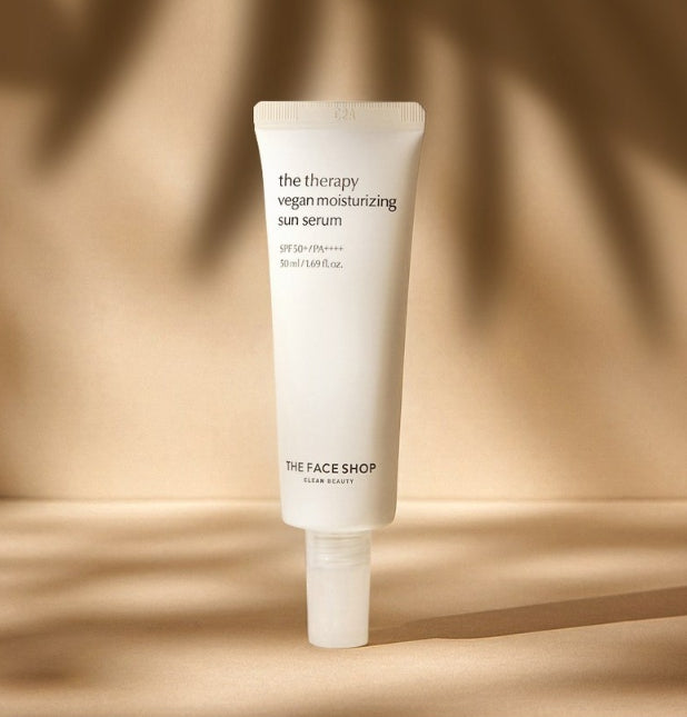 2 x THE FACE SHOP The Therapy Vegan Moisturizing Sun Serum SPF50+ PA++++ 50ml from Korea