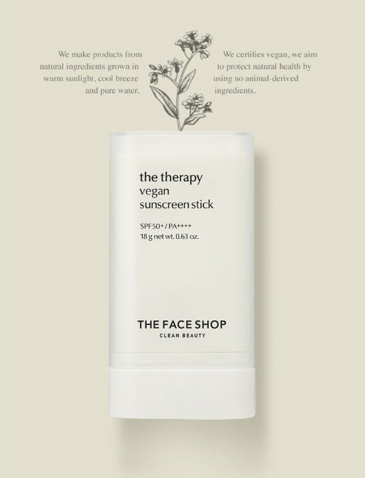 2 x THE FACE SHOP The Therapy Vegan Sunscreen Stick SPF50+ PA++++ 18g from Korea