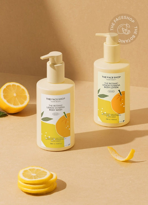 2 x THE FACE SHOP Vigan The Botanic Lemon Verbena Body Wash 350ml – Refreshing Citrus Vegan Wash from Korea
