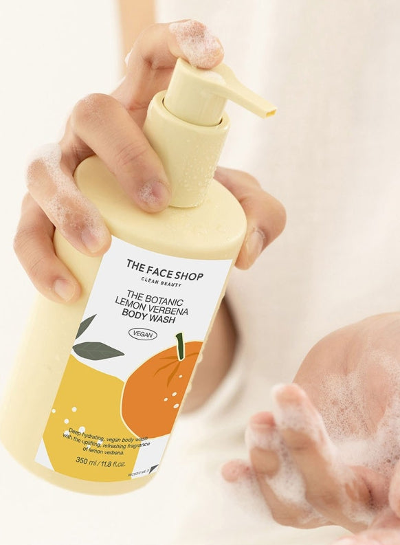THE FACE SHOP Vigan The Botanic Lemon Verbena Body Wash 350ml – Refreshing Citrus Vegan Wash from Korea
