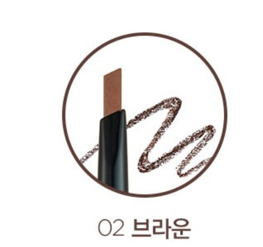 3 x THE FACE SHOP fmgt Brow Lasting Proof Pencil EX 0.2g (02 Brown) – Long‑Wear Waterproof Brow Definer from Korea
