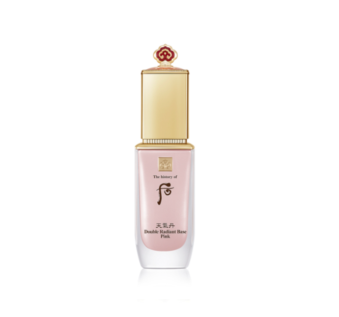 The History of Whoo Cheongidan Hwahyun Double Radiant Base Pink bottle for tone-up and radiant makeup prep