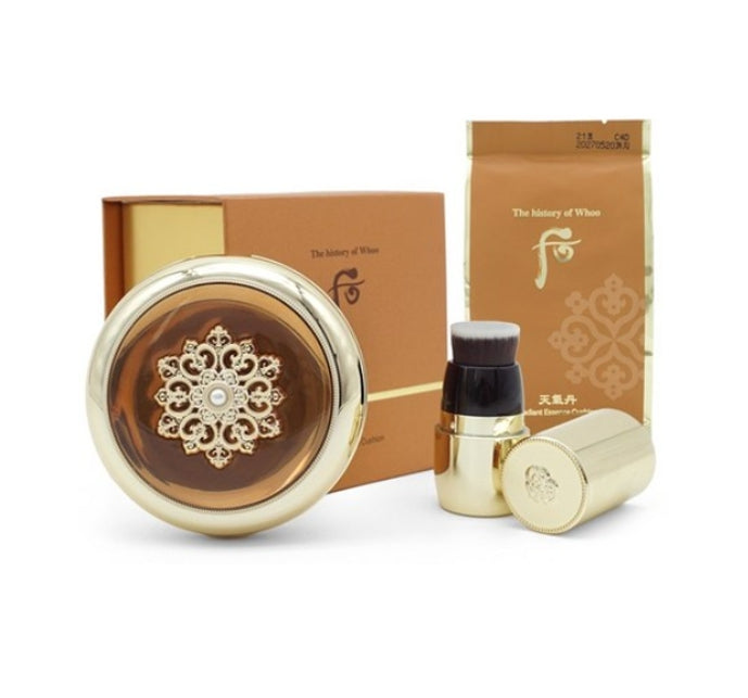 The History of Whoo Cheongidan Hwahyun Radiant Essence Cushion compact for glowing coverage and skincare benefits