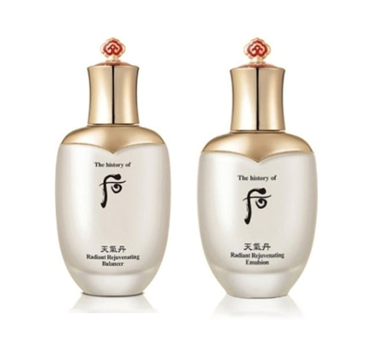 The History of Whoo Cheongidan Hwahyun Radiant Rejuvenating Balancer + Emulsion Set for hydration, firming, and glow