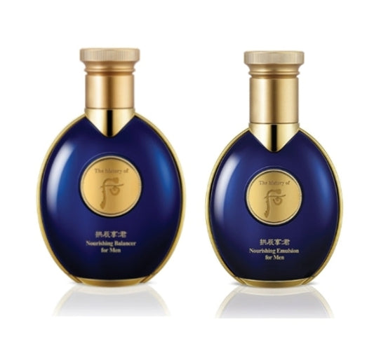 The History of Whoo Gongjinhyang:Kun Jayang Nourishing Balancer + Emulsion Set for men’s hydration and skin revitalization