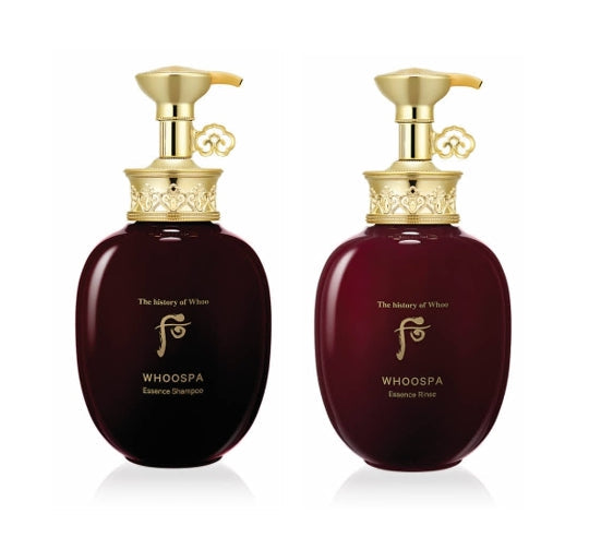 The History of Whoo WHOOSPA Essence Shampoo + Rinse Set for nourishing hair care and herbal scalp treatment