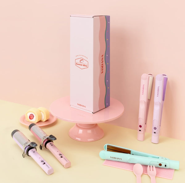 VODANA SWEET BOX Pink 36mm (Glam Wave Curling Iron 36mm Pink Colour + 2 items) from Korea_H