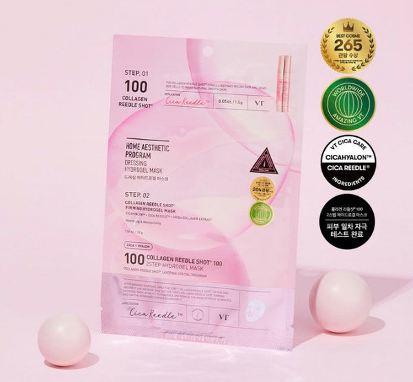 3 x VT COSMETICS Collagen Reedle Shot 100 2 Step Hydrogel Mask - Firming & Anti‑Aging Treatment from Korea