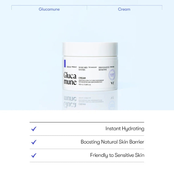2 x VT COSMETICS Glucamune Cream 100ml - Deep Moisture & Soothing K‑Beauty Cream from Korea