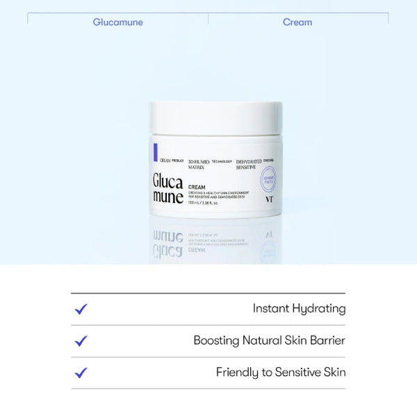2 x VT COSMETICS Glucamune Cream 100ml - Deep Moisture & Soothing K‑Beauty Cream from Korea