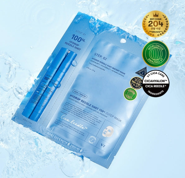 6 x VT COSMETICS Hydrop Reedle Shot 100hl 2Step Mask - Deep Hydration & Soothing Care from Korea