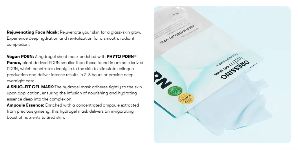 2 x VT COSMETICS PDRN Hydrogel Mask - Deep Hydration & Skin Repair Sheet Mask from Korea