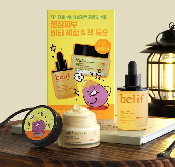 2 x belif Super Drops VITAC Toning Serum & Multi Vitamin Mask Set from Korea