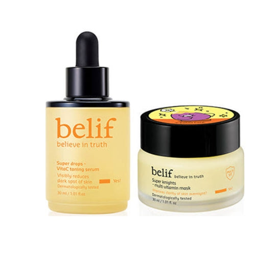 belif Super Drops VITAC Toning Serum & Multi Vitamin Mask Set from Korea