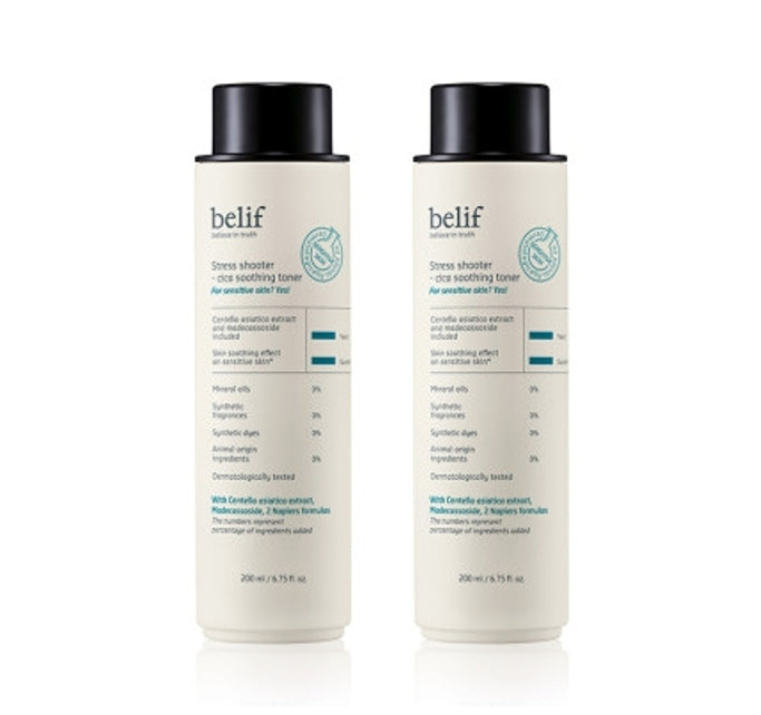 2 x belif Stress Shooter-Cica Soothing Toner 200ml from Korea