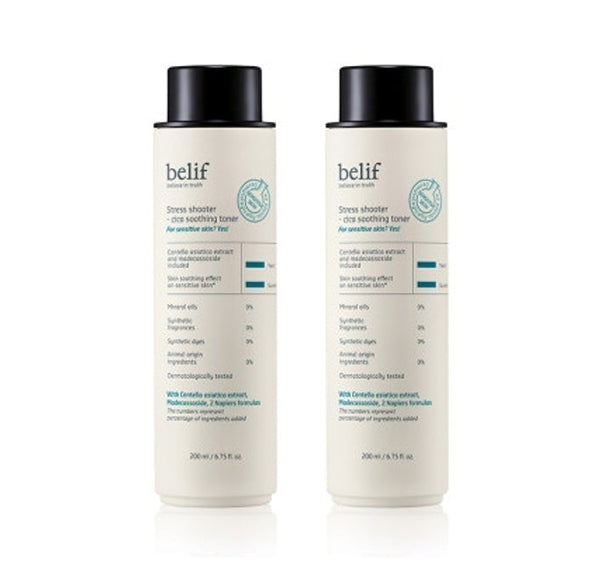 2 x belif Stress Shooter-Cica Soothing Toner 200ml from Korea