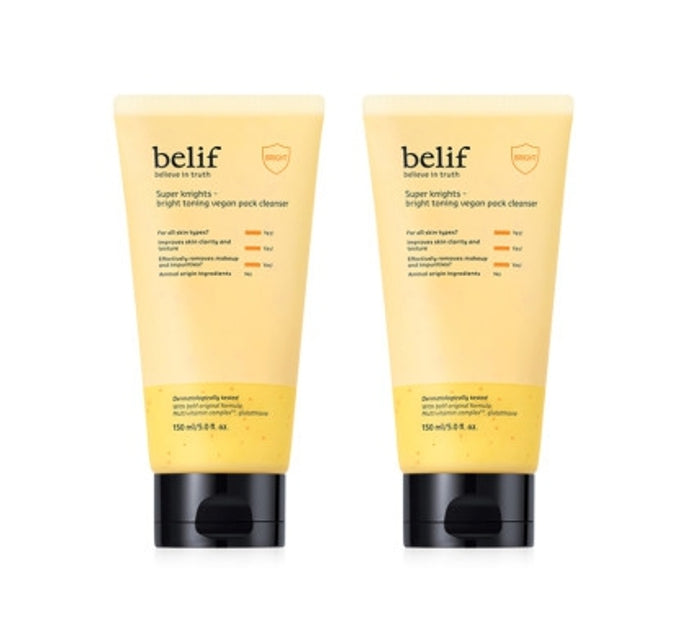 2 x belif Super Knights Brightening Toning Vegan Pack Cleanser 150ml from Korea