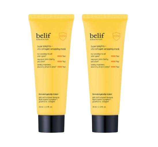 2 x belif Super Knights Vita Collagen Wrapping Mask 70ml from Korea