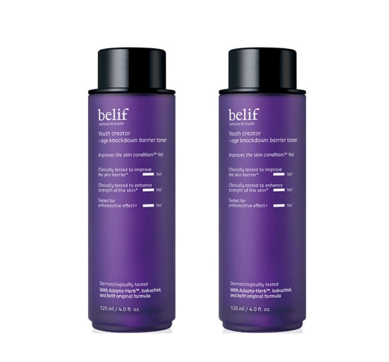 2 x belif Youth Creator Age Knockdown Barrier Toner 120ml from Korea