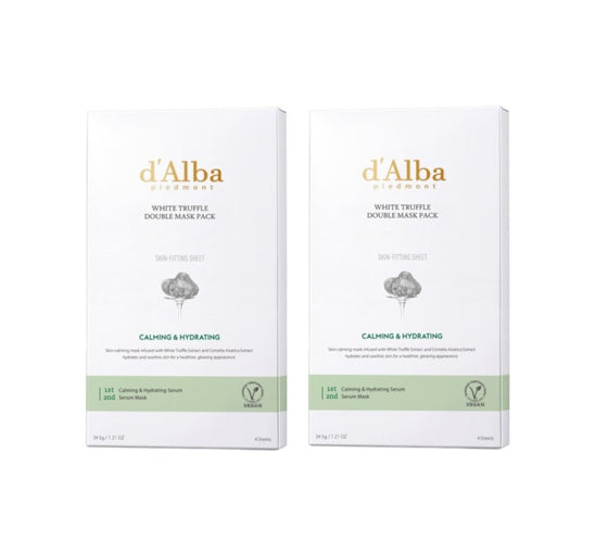 2 X d'Alba White Truffle Double Mask Pack, 4 Sheets from Korea
