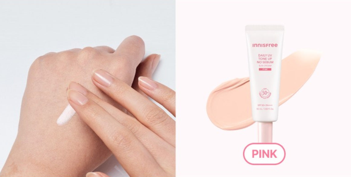 2 x innisfree Daily UV Tone Up No Sebum Sun Cream (Pink) 50ml SPF50+ PA++++ from Korea