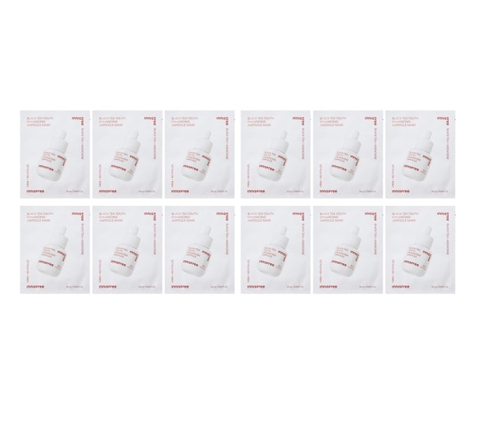 12 x innisfree Black Tea Enhancing Ampoule Mask 28ml from Korea