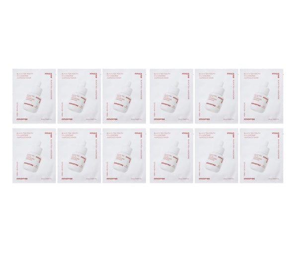 12 x innisfree Black Tea Enhancing Ampoule Mask 28ml from Korea