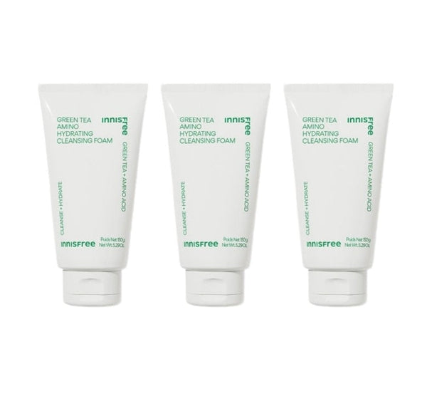 3 x innisfree Green Tea  Amino Hydrating Cleansing Foam 150g from Korea