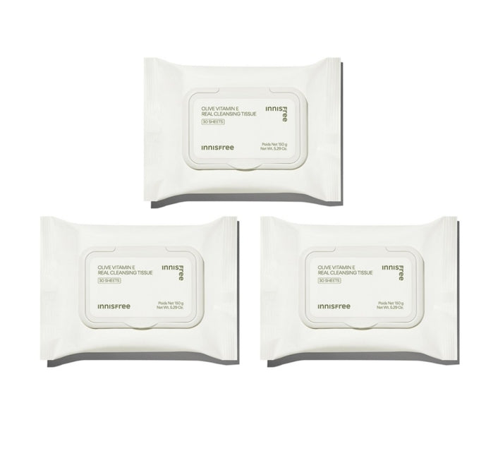 3 x innisfree Olive Vitamin E Real Cleansing Tissue 30 Sheets from Korea, 3 x innisfree Olive Vitamin E Real Cleansing Tissue 30 Sheets from Korea_1