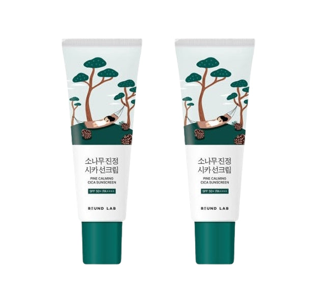 2 x ROUND LAB Pine Calming Cica Mineral Sun Cream 40ml SPF 50+ PA++++ from Korea