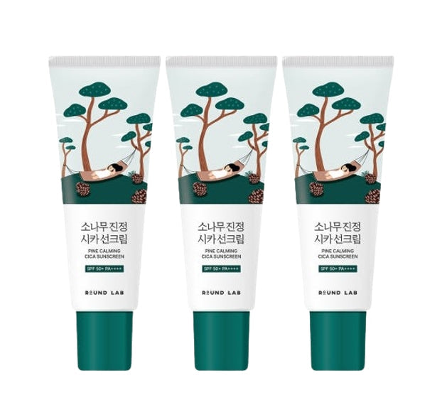 3 x ROUND LAB Pine Calming Cica Tone Up Sun Cream 40ml, SPF 50+ PA++++ from Korea