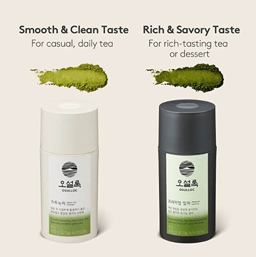 OSULLOC Matcha Powder (Unsweetened) & Premium Matcha Powder (Unsweetened), Premium Organic (USDA) Pure Leaf Green Tea from Jeju_KT